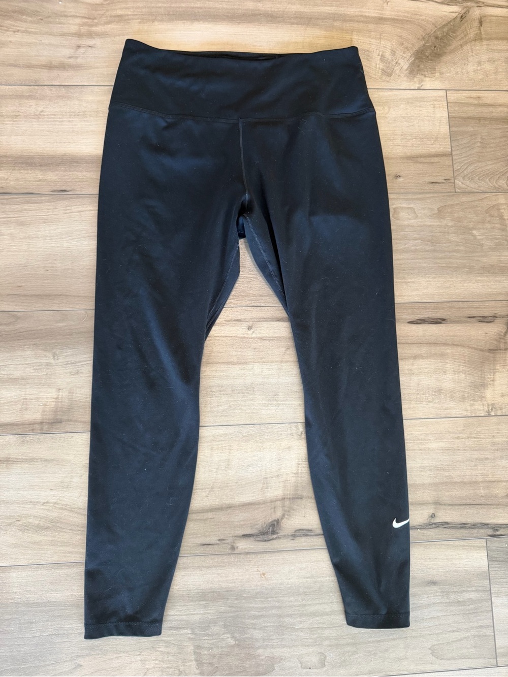 Nike Womens Black Athletic Leggings with Swoosh Logo Large